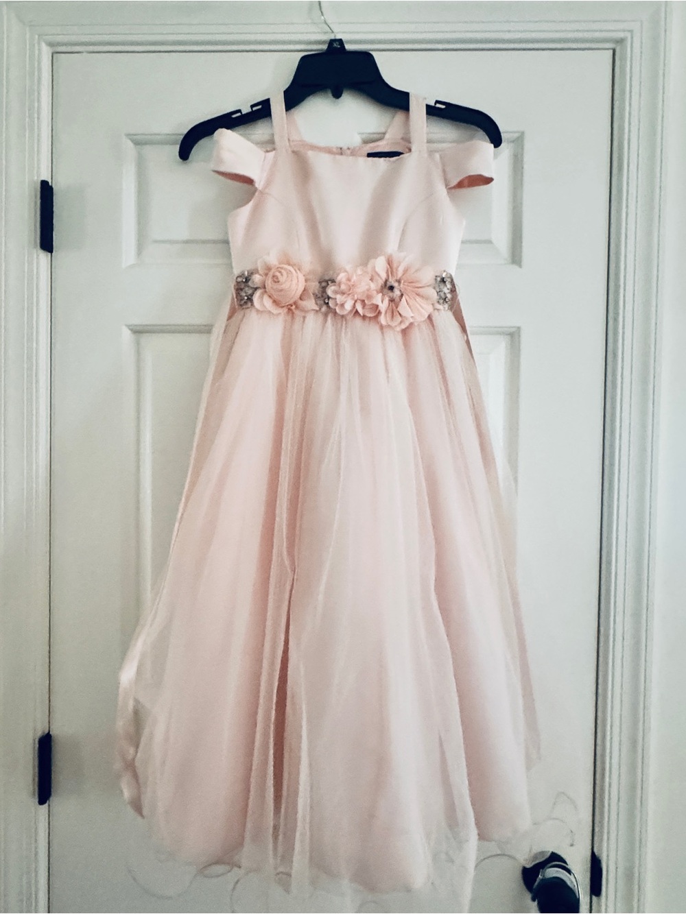Blush Pink Floral Tulle Formal Dress for Girls